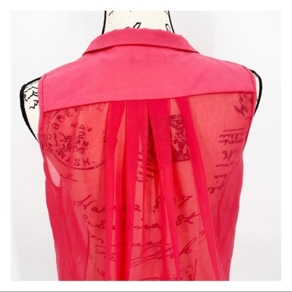 Lulumari Surplice Wrap Sleeveless Sheer Blouse S - Picture 4 of 6